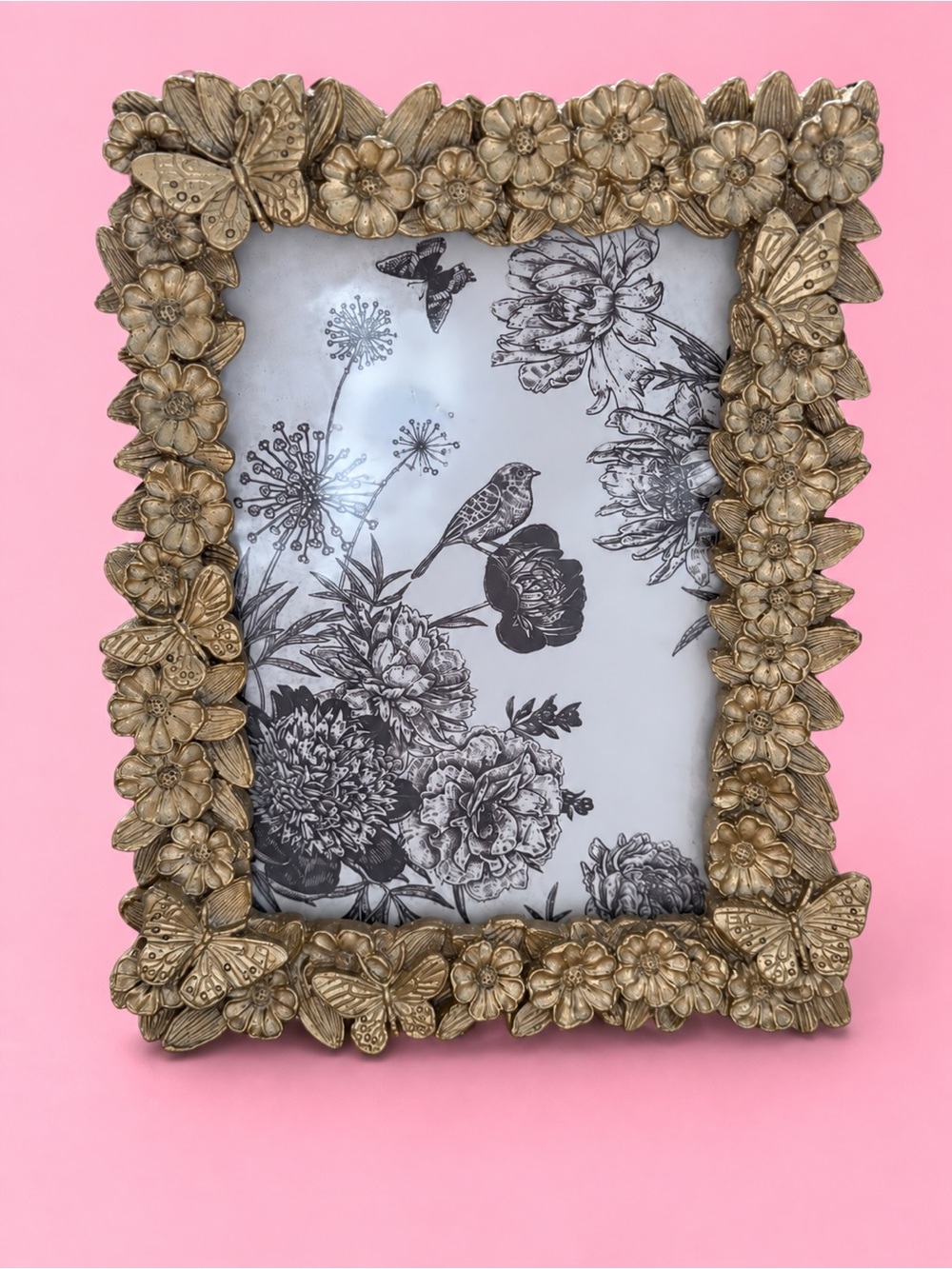 Source Unknown Gold Floral & Butterfly Picture Frame